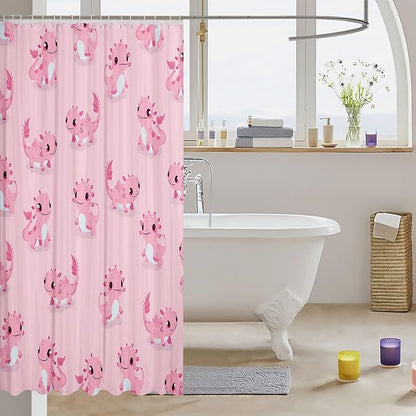 Feelyou Axolotl Bathroom Shower Curtain Set Cute Axolotl Shower Curtain Cartoon Axolotl Bath Curtain for Kids Boys Girls Cartoon Salamander Kids Bathroom Accessories 72"x78"