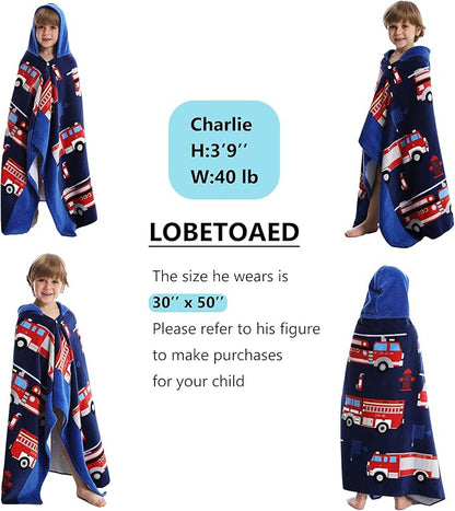 Kids Hooded Beach Bath Towel, Baby Surf Poncho Toddlers Soft Real Cotton Wrap Hooded Towels for Kids Boy Girl
