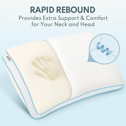 Bed Pillows Queen Size - Premium Luxury Hotel Quality Cooling Bed Pillows for Sleeping,Soft Fluffy & Memory Foam Filling,Support Loft Gusseted Bed Pillows for Side and Back Sleepers (Low)