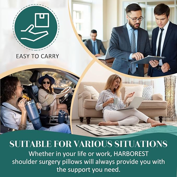 HARBOREST Shoulder Surgery Pillow with Straps & Pocket - Shoulder Pillow for Shoulder Pain, Rotator Cuff Pillow for Sleeping or Sitting, Shoulder Relief Pillow (Light Grey)