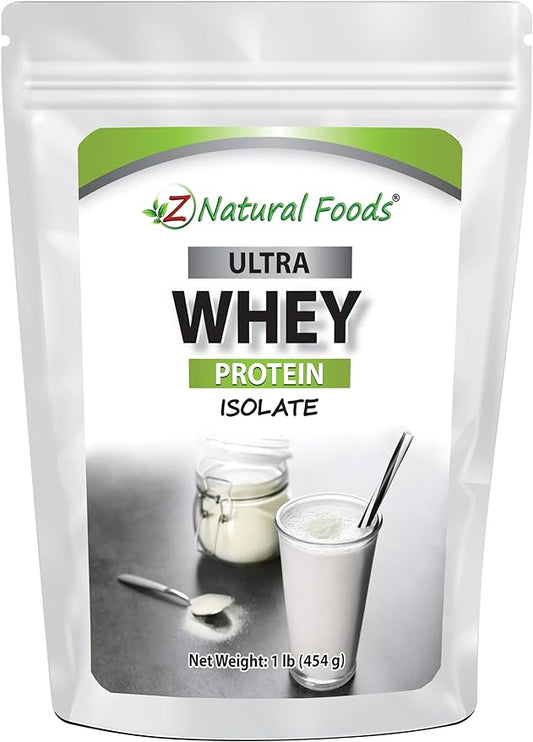Z Natural Foods Ultra Whey Protein Isolate Powder - Pure, Unflavored, Unsweetened Whey Protein Powder - Flavorless Whey Isolate with Vital Proteins for Fitness, Sports Nutrition, Immune Support, 1 lb