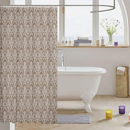 Feelyou Damask Pattern Shower Curtain 72"x72" Kids White Vintage Floral Bathroom Shower Curtain Set for Boys Girls Teens Antique Victorian Baroque Bath Curtain Baroque Style Bathroom Accessories