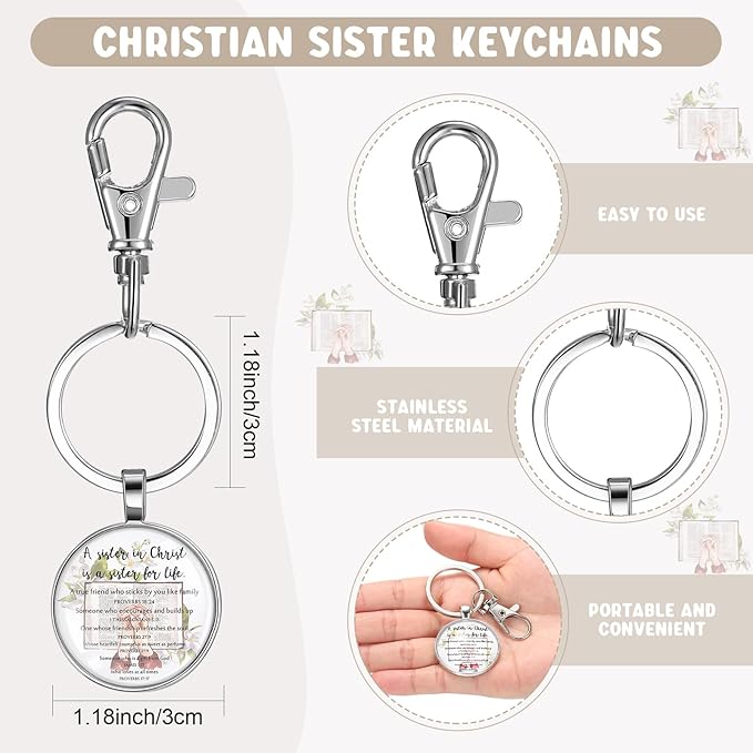 Cna Week Gifts Church Sister in Christ Makeup Bag Bible Verse Keychains for Women Birthday Friendship Gift