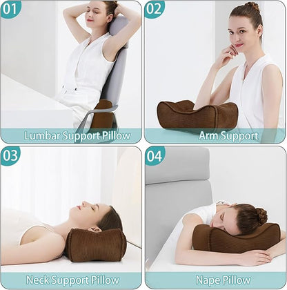 Lumbar Support Pillow for Office Chairs, Back Support Pillow for Lower Back Pain Relief, Soft & Good Support Corduroy Desk Lumbar Cushion, Small (Brown)