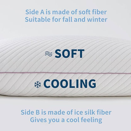 Pillows King Size Set of 2 Cooling Shredded Memory Foam Pillows for Bed