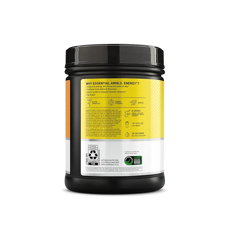 Optimum Nutrition New Flavor Amino Energy - Pre Workout with Green Tea, BCAA, Amino Acids, Keto Friendly, Green Coffee Extract, Energy Powder - Citrus Spritz, 65 Servings 