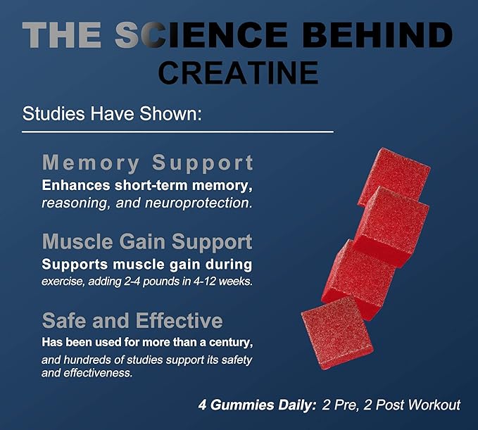 120 Creatine Monohydrate Gummies for Men & Women, Vegan-Friendly, Sugar-Free, & Tasty Chewables - Instantized Creatine Gummies for Enhanced Muscles Growth, Recovery, & Performance (Raspberry)