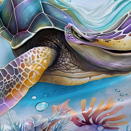 AILONEN Sea Turtle Shower Curtain,Kawaii Sea Animal Turtle Bathroom Curtains Set for Kids Girls,Tropic Animal Tie Dye Turtle Shower Curtains for Bathroom, 72" W*84" H