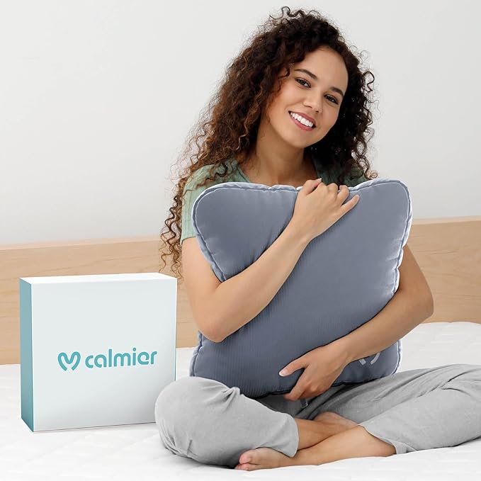 Calmier - 12 lb Sensory Weighted Pillow - Glass Bead Filled Hug Pillow - Ultra Plush Cozy Weighted Pillows for Adults and Kids - Child Sensory Pillow - Weighted Lap Pad (Light Grey - Minky, 12 LBS)