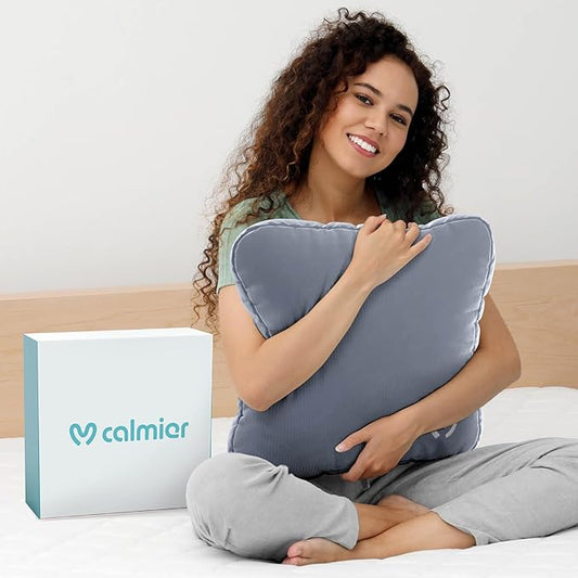 Calmier - 6 lb Sensory Weighted Pillow - Glass Bead Filled Hug Pillow - Ultra Plush Cozy Weighted Pillows for Adults and Kids - Child Sensory Pillow - Weighted Lap Pad (Light Grey - Minky, 6 LBS)
