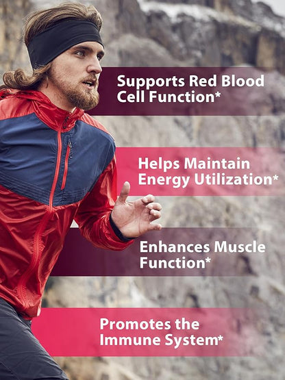 Iron Supplement for Women Men | High Potency Iron 65mg with Vitamin C 250mg | Stomach Friendly Iron Pills for Red Blood Cell & Immune Support | Vegan, Non-GMO & Gluten Free | 120 Iron Tablets
