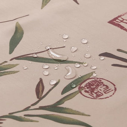 Saigon Farmhouse Printed Leaves Vintage Waterproof Polyester Fabric Brown Bamboo Country Cloth Bathroom Shower Curtain,Extra 78" W x 72" L