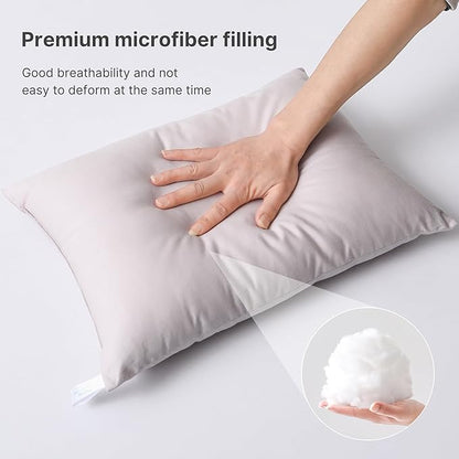 MEILA 2 Pack Cotton Toddler Pillows, 13x18 Pillows for Sleeping and Traveling, Machine Washable Kids Pillows Ideal for Crib, Bed, Cot and Nap, Qrange & Light Grey