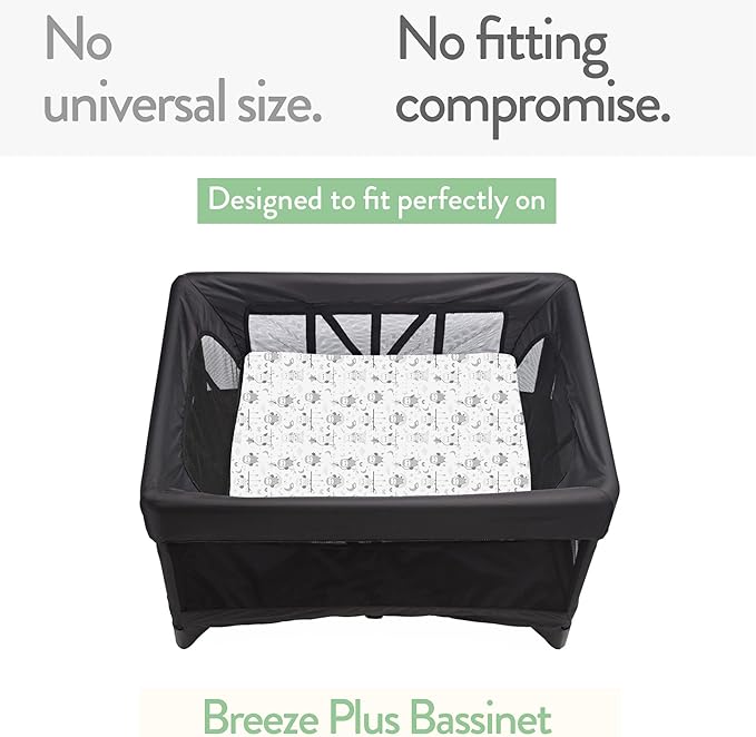 Bassinet Fitted Sheets Compatible with 4moms Breeze Plus Bassinet Model 1045 – Snuggly Soft 100% Jersey Cotton – Dusty Blue + Navy – 2 Pack – Not for Old Models