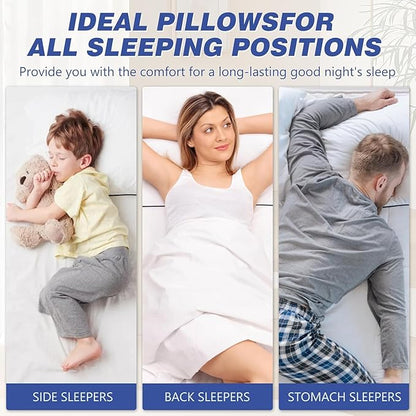 Hotel Collection Bed Pillows for Sleeping 4 Pack Queen Size Cooling Pillows Set of 4 for Back, Stomach or Side Sleepers, Super Soft Down Alternative Microfiber Filled Pillows