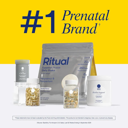 Ritual Essential for Women Prenatal Multivitamin: Folate & Choline for Neural Tube Support, Omega-3 DHA for Fetal Brain Development, Iron, Calcium-Helper D3 & K2, Non-GMO, Vegan, Mint, 30 Days