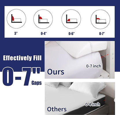HOMBYS Wedge Pillow Headboard for Bed Gap,Foldable Bed Wedge Gap Filler Full Size,Matterss Gap Filler,Multi Functional Bed Crack Pillow, Fill The Gap (0-7") Between Your Headboard and Mattress,White