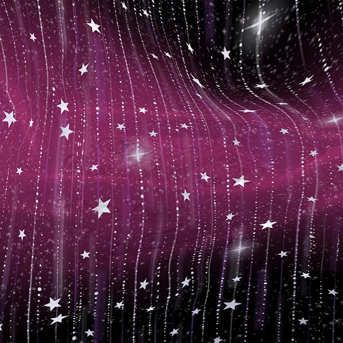 AILONEN White Starry Shower Curtain,Dreamy Starry Sky Bathroom Fabric Shower Curtain for Girls Boys Kids Teens, 72" W*84" H Black and Purple Theme Bathroom Decor