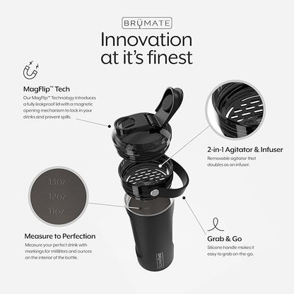 BrüMate MultiShaker Blender Shaker Bottle | 100% Leakproof Insulated Stainless Steel Shaker Bottle | Protein Shaker Bottle, and Pre Workout Bottle for the Gym | 26oz (Acai)