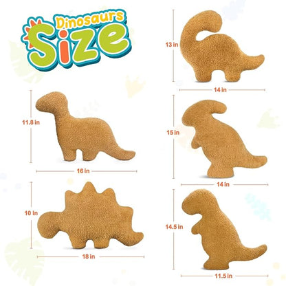 Dino Nugget Pillow Plush, Dinosaur Chicken Nugget Pillow, Stuffed Animal Dinosaur Gifts Toy for Boys Girls, Fun Pillows Funny Gift for Women Men, Dinosaur Room Decor for Kids (Small, 5Pcs)