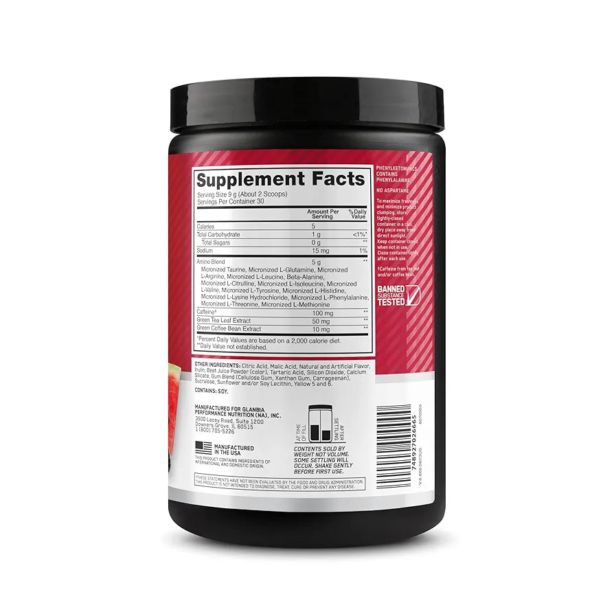Optimum Nutrition Amino Energy - Pre Workout with Green Tea, BCAA, Amino Acids, Keto Friendly, Green Coffee Extract, Energy Powder - Fruit Fusion, 30 Servings 
