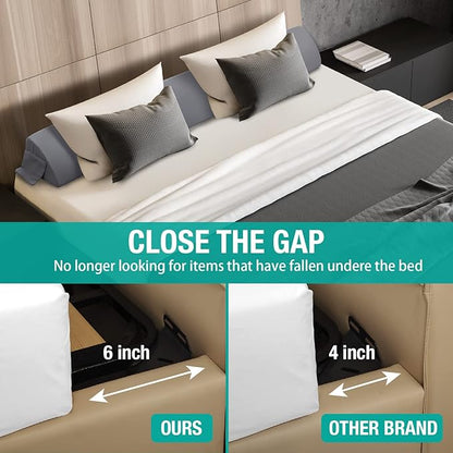 Vekkia Full Wedge Pillow Headboard/Bed Wedge Pillow for Headboard/Bed Gap Filler/Headboard Pillow,Pillow Wedge for Headboard Gap(0-6"),Stop Loosing Your Pillows,Phone(Gray 54"x10"x6")