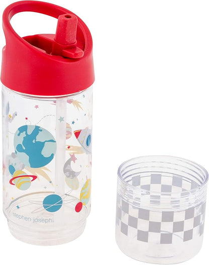 Stephen Joseph, Kids Sip and Snack Water Bottle, 12 oz Tritan BPA Free, Drink and Snack Water Bottle for Girls & Boys, Back to School Water Bottle, Space