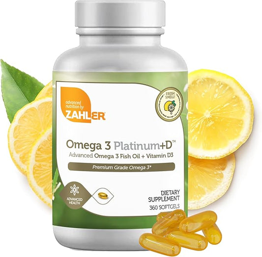 Zahler Omega 3 with Vitamin D - Omega D3 Fish Oil with Vitamin D3, 600 mg of EPA and 400 mg of DHA - Kosher Omega 3 Supplement for Women and Men - Omega 3 Fish Oil 2000mg per Serving (360 Softgels)