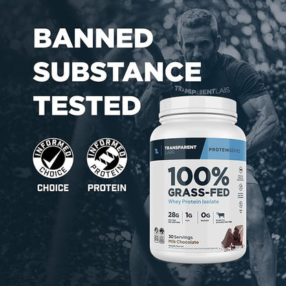 Transparent Labs Grass-Fed Whey Protein Isolate - Natural Flavor, Gluten Free Whey Protein Powder w/ 28g of Protein per Serving & 9 Essential Amino Acids - 30 Servings, Vanilla Peanut Butter