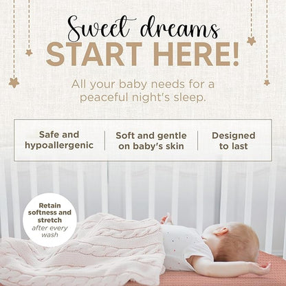 Bassinet Fitted Sheets - Compatible with Graco Travel Lite Crib, Sense2Snooze, My View 4 in 1, Dream Suite and Guava Bassinet | 100% Organic Muslin Cotton - Light Pink + Dark Pink | 30x20 (2 Pack)