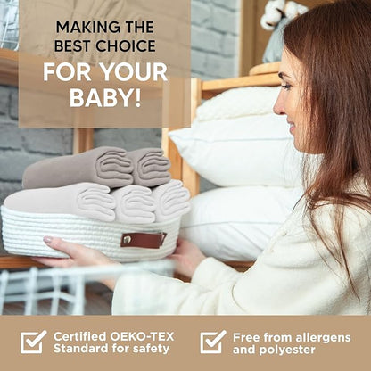 Bassinet Fitted Sheets - Compatible with Fodoss, Mika Micky & Dream on Me Poppy Traveler Bassinet | 100% Organic Jersey Cotton - White + Grey | 32x19 (2 Pack)