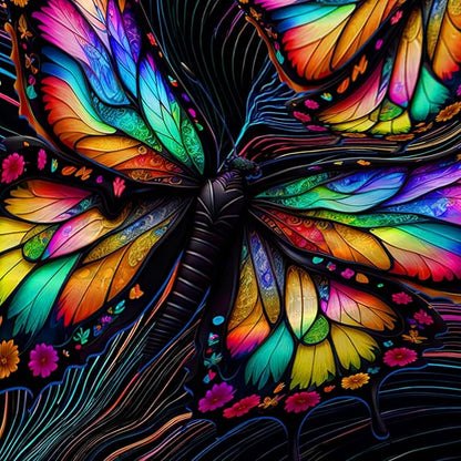 AILONEN Beautiful Butterfly Shower Curtain,Colorful Line Butterfly Bath Curtain for Bathroom for Boys,Girls,Boho Hippie Style Waterproof Fabric Shower Curtain Set with Hooks,60" W*72" H