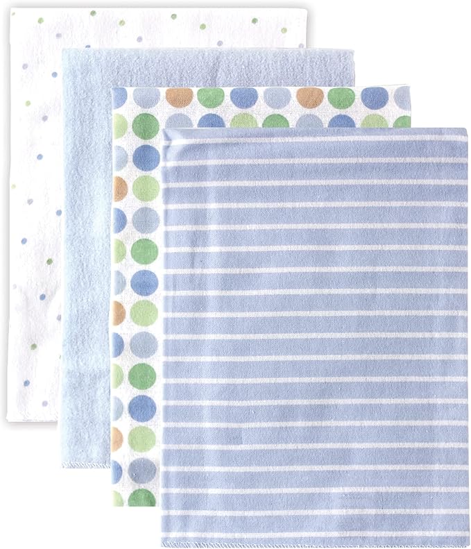 Luvable Friends Unisex Baby Cotton Flannel Receiving Blankets, Blue Stripes, One Size