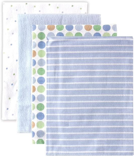 Luvable Friends Unisex Baby Cotton Flannel Receiving Blankets, Blue Stripes, One Size