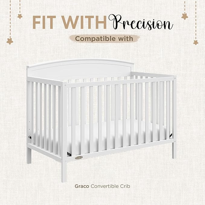 Crib Sheets 100% Organic Jersey Cotton Sheets for Boys & Girls, Fitted Sheets for Standard Crib & Toddler Mattress - Super Soft & Breathable for Cozy Comfort | White + Grey - 52"x28" (2 Pack)