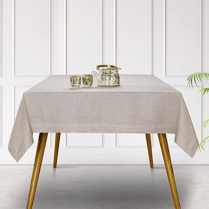 D'Moksha Homes Linen Tablecloth 60 x 140 Inch - 100% Pure Linen Natural Tablecloth - Machine Washable Dining Tablecloth for Rectangle Tables