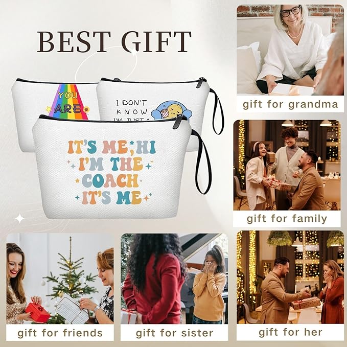 Coach Appreciation Thank You Gifts for Soccer Volleyball Basketbal Cheer Gymnastics Football Coach Funny Makeup Bag Women Its Me Hi Christmas