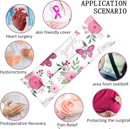 Mastectomy Pillow, Hysterectomy Pillow, Post Heart Surgery Seatbelt Pillow, C Section Recovery Pillow, Port Pillow for Chemo Patients, Pacemaker Seatbelt Protection, Breast Cancer Gifts for Women
