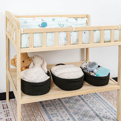 CubesLand Small Shelf Shelves Closet Basket,Woven Toy Basket Bin for Organizing,Storage Cube Organizer Basket Bin,Cute Rope Gifts Basket,Dog Cat Toy Basket Box,Over Toilet Storage Basket,Black 5-Piece
