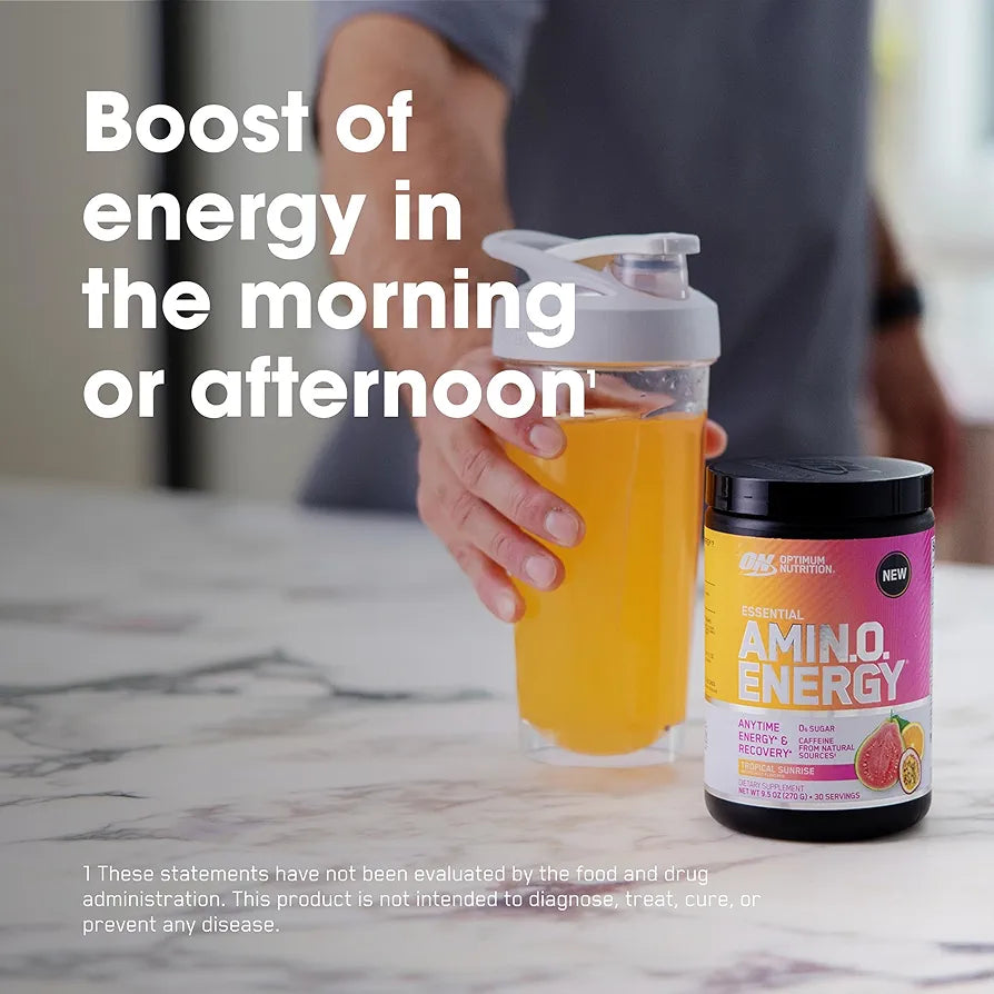 Optimum Nutrition New Flavor Amino Energy - Pre Workout with Green Tea, BCAA, Amino Acids, Keto Friendly, Green Coffee Extract, Energy Powder - Tropical Sunrise, 65 Servings 