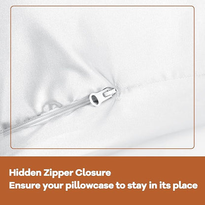 HOMBYS Silky Satin Pregnancy Pillow Cover (ONLY Pillowcase), Luxurious Smooth Maternity Pillow Cover, C Shaped Soft & Breathable Large Pillow Protector for Side Sleeper, 60.2" L x 34.2" W, White