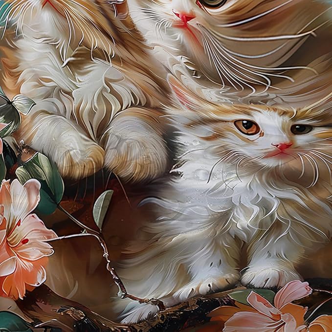 AILONEN 3D Kawaii Cat Shower Curtain Set,Cat Lovers Animal Waterproof Fabric Bath Curtain for Kids Girls Boys,Pink Cherry Blossom Shower Curtains for Bathroom Decor, 36" W*72" H