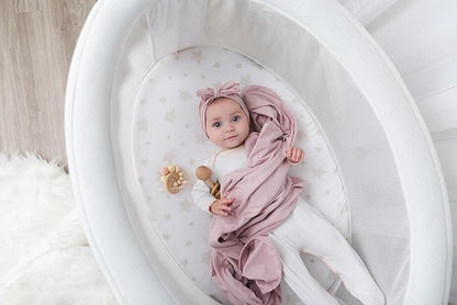 Ely's & Co. Bassinet Sheet Set 2 Pack 100% Jersey Cotton for Baby Girl and Baby Boy - Tan Drawn Star Design