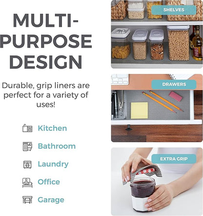 HOME GENIE Drawer Shelf and Cabinet Liner, Durable with Strong Grip, 12 Inch x 20 FT, Non Adhesive Liners Protect Kitchen Cabinets and Cupboard, Bathroom Drawers and Shelves, Desks, Slate Gray