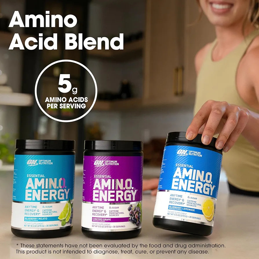 Optimum Nutrition Amino Energy - Pre Workout with Green Tea, BCAA, Amino Acids, Keto Friendly, Green Coffee Extract, Energy Powder - Fruit Fusion, 65 Servings 