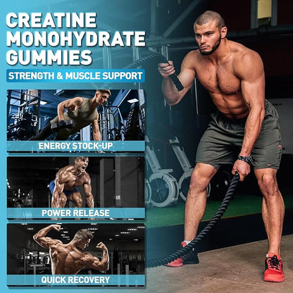 2 Pack Creatine Monohydrate Gummies 5000mg for Men & Women, 160 Count Chewable Creatine for Muscle Strength, Energy Boost, Muscle Builder, Creatine Supplement Made in USA