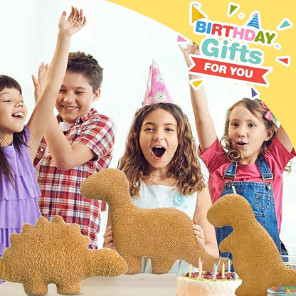 Dino Chicken Nugget Pillow, Dinosaur Chicken Nuggets Plush Funny Birthday Gifts for Boys and Girls, Dinosaur Gifts for Kids and Adults, Dinosaur Theme Party Decorations (Ankylosaurus, Small)