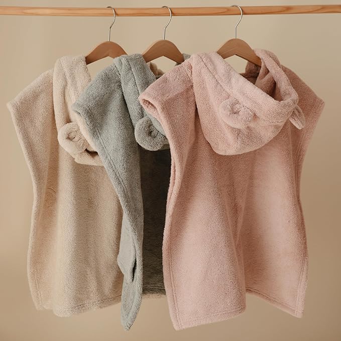 mushie Poncho Towel for Toddlers and Kids (Blush) | Organic Terry Cotton | Ages 1-3 Years