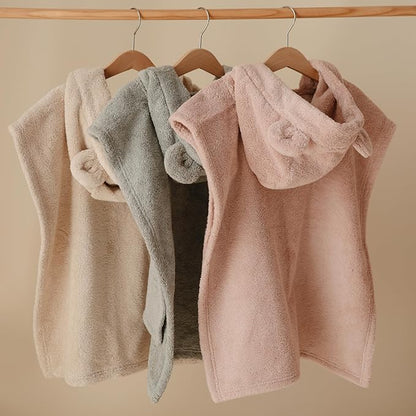 mushie Poncho Towel for Toddlers and Kids (Blush) | Organic Terry Cotton | Ages 1-3 Years