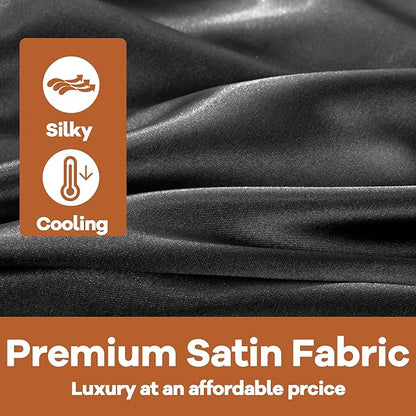 HOMBYS Silky Satin Pregnancy Pillow Cover (ONLY Pillowcase), Luxurious Smooth Maternity Pillow Cover, U Shaped Soft & Breathable Large Pillow Protector for Side Sleeper, 60.8" L x 31.5" W, Black